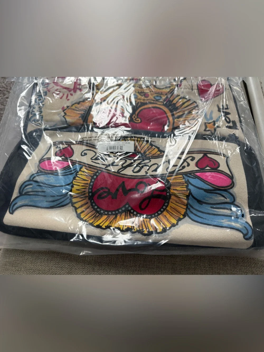 Brighton Queen of Love Tote in Red, Blue, Yellow and Cream